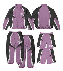 Wholesale 100% Cotton Printed Solid Jogging Tracksuit Men's <b>Zip</b>-<b>Up</b> <b>Jacket</b> Nylon Windbreaker Custom Logo Streetwear Plus Size - Product Image 6