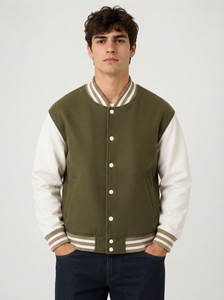 Premium Quality Leather & Wool Varsity <b>Jacket</b> Waterproof Windproof Baseball Style <b>Men's</b> Autumn <b>Jacket</b> 2026 Sale - Product Image 4