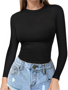 Camiseta de Lona Casual para Mujer, con Logotipo Personalizado, Manga Larga, Alta Calidad, Transpirable, Anti-Pilling, Color Sólido Personalizable - Product Image 2