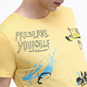 Camiseta Amarilla para Hombre con Estampado de Dibujos Animados, Manga Corta, Cuello Redondo, Corte Regular, Estilo Casual, 100% Algodón, Tejido Jersey Transpirable - Product Image 6