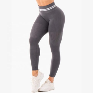 Women's High Waist Front Seamless Soft Yoga Pants Workout Athletic Running <b>Leggings</b> with <b>Scrunch</b> <b>Butt</b> Solid Pattern <b>Leggings</b> - Product Image 2