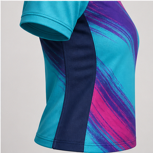 Custom Aqua Magenta Purple Brush Stroke <b>Womens</b> <b>Polo</b> <b>Shirt</b> Quick Dry Breathable Short Sleeve Performance Golf Uniform WPS-0879 - Product Image 5