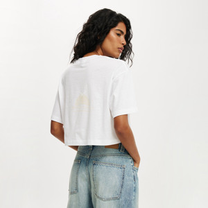T-shirt court d'été pour femme, ourlet asymétrique, respirant, coupe régulière, 100 % coton écologique, style décontracté urbain, imprimé sérigraphié - Product Image 2