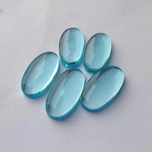 Cuarzo Azul Genuino Cabujón Ovalado Grande, Piedra Suelta Calibrada de Fondo Plano para Fabricación de Joyas, Todo Disponible - Product Image 1