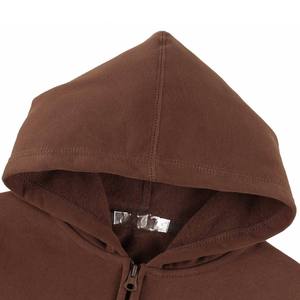 Sweat-shirt à capuche zippé uni pour homme en molleton, vente en gros, personnalisable, en coton et polyester, décontracté - Product Image 5
