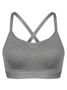 Sujetador deportivo sin costuras para mujer, espalda cruzada, soporte medio, gris liso, para yoga y fitness, transpirable, elástico, top deportivo para mujer, ropa deportiva al por mayor - Product Image 3
