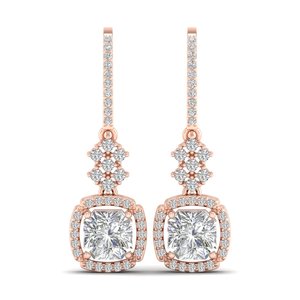 Boucles d'oreilles pendantes REYES personnalisées en argent sterling 925 avec diamants HPHT CVD cultivés en laboratoire, plaquées or 14 carats, pour mariage et soirées, bijoux raffinés - Product Image 2