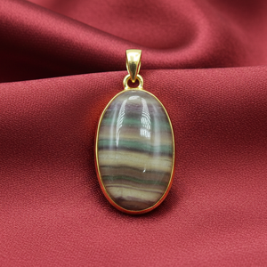 Colgante de fluorita arcoíris ovalado multicolor, plata de ley 925, chapado en oro rosa y oro amarillo, hecho a mano, estilo bohemio, regalo unisex. - Product Image 4