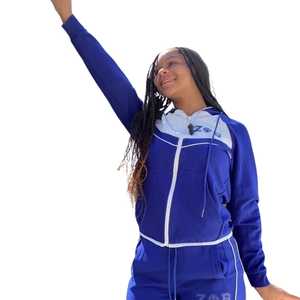 Pantalon de jogging en molleton Zeta Phi Beta bleu roi pour femme – Tenue décontractée confortable style streetwear sororité grecque - Product Image 3