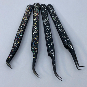 Pinzas de Precisión para Pestañas de Acero Inoxidable, Mango Negro, Punta Suave, Herramienta Profesional para Extensión de Pestañas y Diseño de Cejas, Antiadherente - Product Image 5
