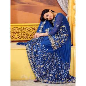 Mono de Fiesta Azul con Bordado de Diseño, Elegante Traje Lehenga para Ocasiones Especiales, Talla S - Product Image 3