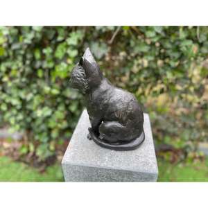 Estatua decorativa de gato de hierro fundido, escultura de gato de bronce sentado para decoración de jardín - Product Image 3