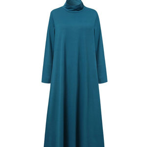 Elegante Vestido Largo de Una Pieza con Cuello Alto para Mujer, Casual, Manga Larga, Abaya Maxi de Tela Sólida, Diseñado para Mujeres Musulmanas - Product Image 1