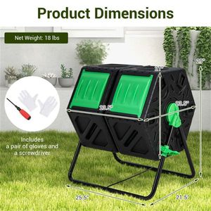 Composteur de jardin 130L avec portes coulissantes et aérateur pour la compostation - Product Image 5