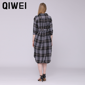 Robes chemise surdimensionnées à manches courtes avec ceinture boutonnée <span class=keywords><strong>Robe</strong></span> décontractée longue pour femmes grande taille - Product Image 4