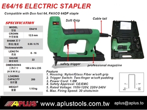 APLUS E64/16,12.5mm Couronne, PISTOLET ÉLECTRIQUE POUR MEUBLES 16mm - Product Image 2