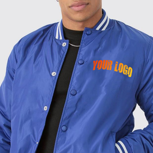 Blouson universitaire rouge pour homme, col montant, broderie, fermeture à boutons recouverts, coupe-vent, écologique, style preppy, pour l'automne - Product Image 3