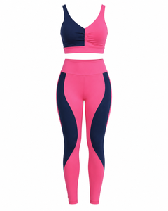Ensemble de yoga color block pour femmes, 2 pièces, tenue de sport, leggings taille haute et soutien-gorge de sport rembourré, vêtements de fitness, vêtements de sport actifs - Product Image 2