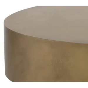 Round Brass Coffee Table with Black Base Minimalist Modern <b>Home</b> Decor for Living Room Indoor Use - Product Image 5