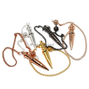 Wholesale Gemstone Pendulums for Sale Semiprecious Stone Craft Silver Metal with Rudraksha Sprial Brass Pendulum - Product Image 6