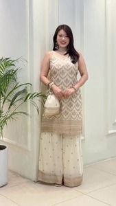 Conjunto Sharara de Georgette, Hermoso y Elegante, Estilo Indio-Pakistaní, para Fiestas, Bodas y Uso Casual, para Mujer - Product Image 2