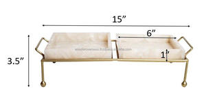 Home Garden <b>Rectangular</b> Resin Decorative Tray With Brass Handles Minimalist Design Single Piece Resin Serving Trays Platters - Product Image 4