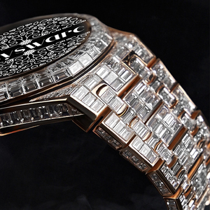 Rose Gold Moissanite <b>Watch</b> Men VVS Moissanite Diamond <b>Watches</b> <b>Skeleton</b> Dial Baguette Bezel Premium <b>Watch</b> Hip Hop <b>Watch</b> - Product Image 3