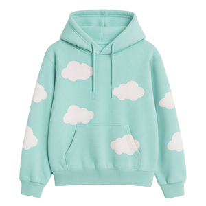 Shan Apparel Women's Light Blue 100% Cotton Eco-Friendly Casual Knitted Hoodie Sweatshirt with Pockets Regular Fit Summer Wear - Product Image 1