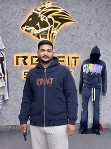 Sudadera con capucha y cremallera completa, extragrande, con estampado personalizado, de mezcla de algodón grueso, estilo urbano, unisex, OEM, ODM, al por mayor - Product Image 1