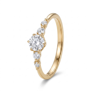 Anillo de Compromiso de Oro de 18K con Diamante Cultivado en Laboratorio, Anillo de Boda Apilable con Piedra Central Redonda, Joyería para Fiesta de Bodas - Product Image 1