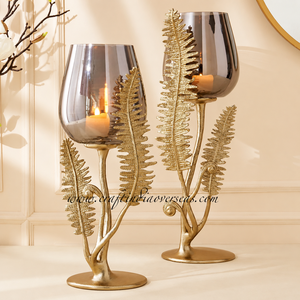 Craft India Overseas Rustic Handmade Crystal Alloy Pillar Candle Holder Glass Votive Industrial Elegant Style for Home Decor - Product Image 1