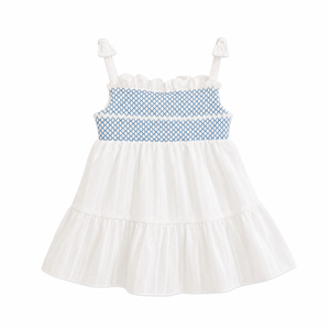 ชุดเดรสเด็กผู้หญิงผูกไหล่แบบสม็อค |   ชุดเดรสผ้าฝ้ายแขนกุด - Product Image 1