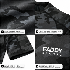 T-shirt de sport camouflage personnalisé pour homme, séchage rapide, compression, entraînement, fitness, musculation, haut de sport à manches courtes - Product Image 3