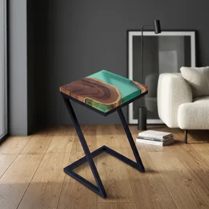 Handmade Wooden Resin <b>Square</b> <b>Side</b> <b>Table</b> Metal Leg Lamp <b>Table</b> Vase Stand End <b>Table</b> Small Space Coffee <b>Table</b> Home Furniture - Product Image 4