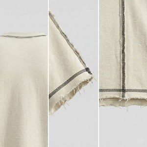 High Quality Custom Blank Heavyweight Cotton T-Shirt <b>Distressed</b> Raw Edge Frayed Hem Inside Out Exposed Seam Boxy Fit Men's <b>Tops</b> - Product Image 4