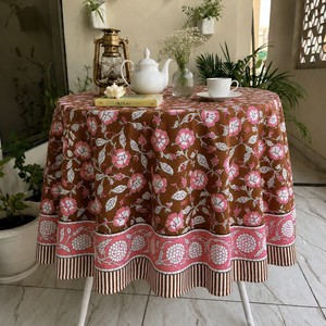 ผ้าปูโต๊ะผ้าฝ้ายแท้พิมพ์ลายบล็อกแบบทำมือ ปรับแต่งได้ สไตล์โมเดิร์น สำหรับงานแต่งงานและใช้ในบ้าน - Product Image 1
