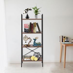 Bellissima Libreria a Quattro Piani in Acciaio e Legno, Design Semplice ed Elegante per Casa o Ufficio - Product Image 2