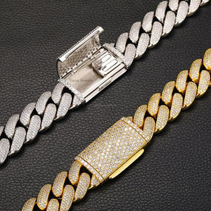 Collar de cadena cubana de moissanita de 20MM masivo chapado en oro de 14K, joyería informal estilo Hip Hop de alto brillo para hombres y mujeres - Product Image 6