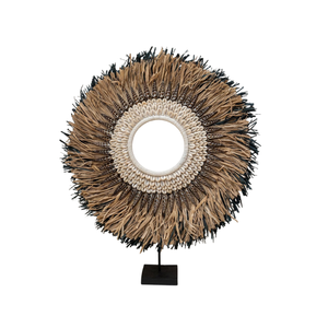 Adorno de Mesa Redondo de Ratán Hecho a Mano, Ecológico y Duradero, Decoración Moderna de Estilo Boho para el Hogar, para Sala de Estar, Uso en Interiores - Product Image 1