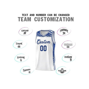 Custom Basketball Jersey Set White Blue Sublimated Print Breathable <b>Mesh</b> Tank Top Shorts Unisex Adult Team Uniform - Product Image 3