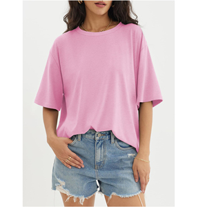 Camiseta Oversize para Mujer al por Mayor de Fábrica, con Logotipo Personalizado, de Algodón, Hombros Caídos - Product Image 5