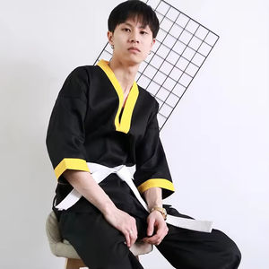 Uniforme de Taekwondo para Adultos, Negro y Blanco, Poliéster/Algodón, Transpirable, Ligero, con Logotipo Personalizado, Ropa de Artes Marciales - Product Image 4