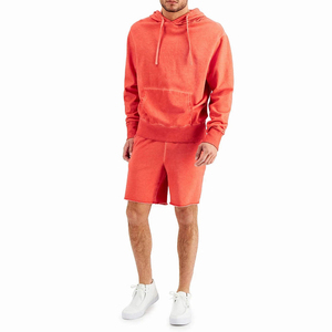 Conjuntos de dos piezas de alta calidad: Sudadera con capucha y pantalones cortos de color liso, corte holgado, lisos, con efecto lavado ácido, para hombre. - Product Image 5