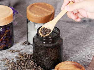 Recipiente de Vidrio Gris de 500ml/800ml con Tapa de Acacia, Frasco de Almacenamiento Anti-UV para Granos de Café, Té, Harina, Nueces, Dulces, Sales y Especias - Product Image 2