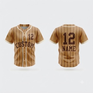Maillot de baseball personnalisé pour homme, manches courtes, rayé, en maille respirante, boutons sur le devant, impression du numéro 12, coupe régulière pour adulte - Product Image 1
