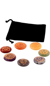 Ensemble de disques gravés 7 chakras en pierres précieuses, personnalisable, boîte en bois étanche, pierres naturelles, vente en gros, cristaux Amayra, décoration intérieure - Product Image 2