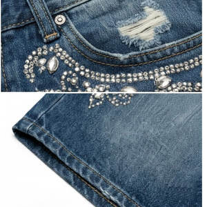 Fabricante de Shorts de Mezclilla con Pedrería de Marca Privada, Socio OEM, Empaque Personalizado para Marcas de Moda Emergentes - Product Image 5