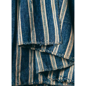Soft Cotton Handwoven Sofa Throw With Striped Texture And <b>Tassel</b> <b>Fringe</b> Border Made By Indian Weaving Artisans - Product Image 2
