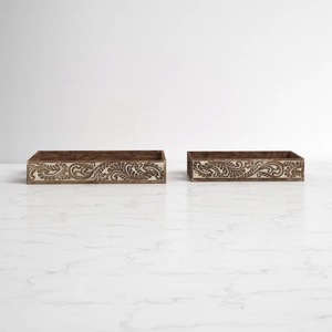Custom Engraved Wooden <b>Tray</b> Set | Solid Acacia Wood Rectangular Serving <b>Trays</b> with Handles | Decorative Coffee - Product Image 6
