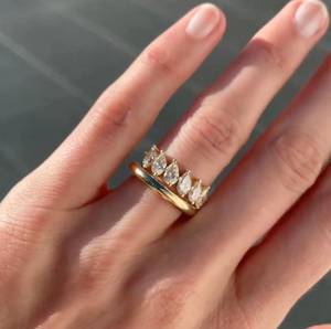 Anillo de eternidad con diamantes cultivados en laboratorio, corte pera, para mujer, oro sólido de 14K, regalo sorpresa para novias, ideal para fiestas de compromiso. - Product Image 2